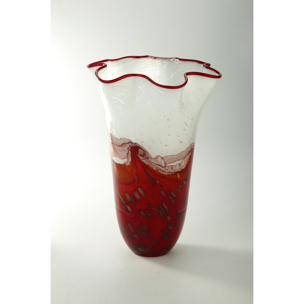 CC Home Furnishings 11” Red Glass Flower Vase Tabletop Decoration